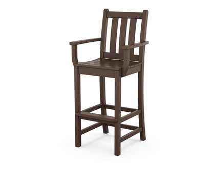 POLYWOOD® Traditional Garden Bar Arm Chair in Mahogany