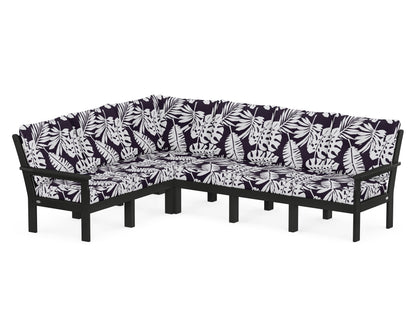 POLYWOOD® Vineyard 6-Piece Sectional in Black / Leaf Navy