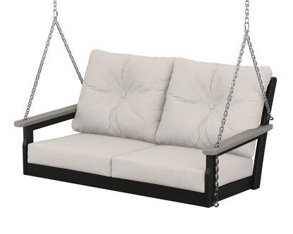 POLYWOOD® Vineyard Deep Seating Swing in Black / Driftwood / Cast Ash