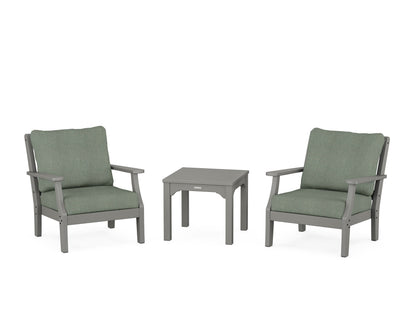 Martha Stewart by POLYWOOD® Chinoiserie 3-Piece Deep Seating Set in Slate Grey / Cast Sage