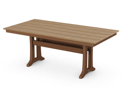 POLYWOOD® Farmhouse Trestle 37" x 72" Dining Table in Teak / Natural