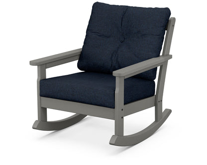 POLYWOOD® Vineyard Deep Seating Rocking Chair in Slate Grey / Marine Indigo