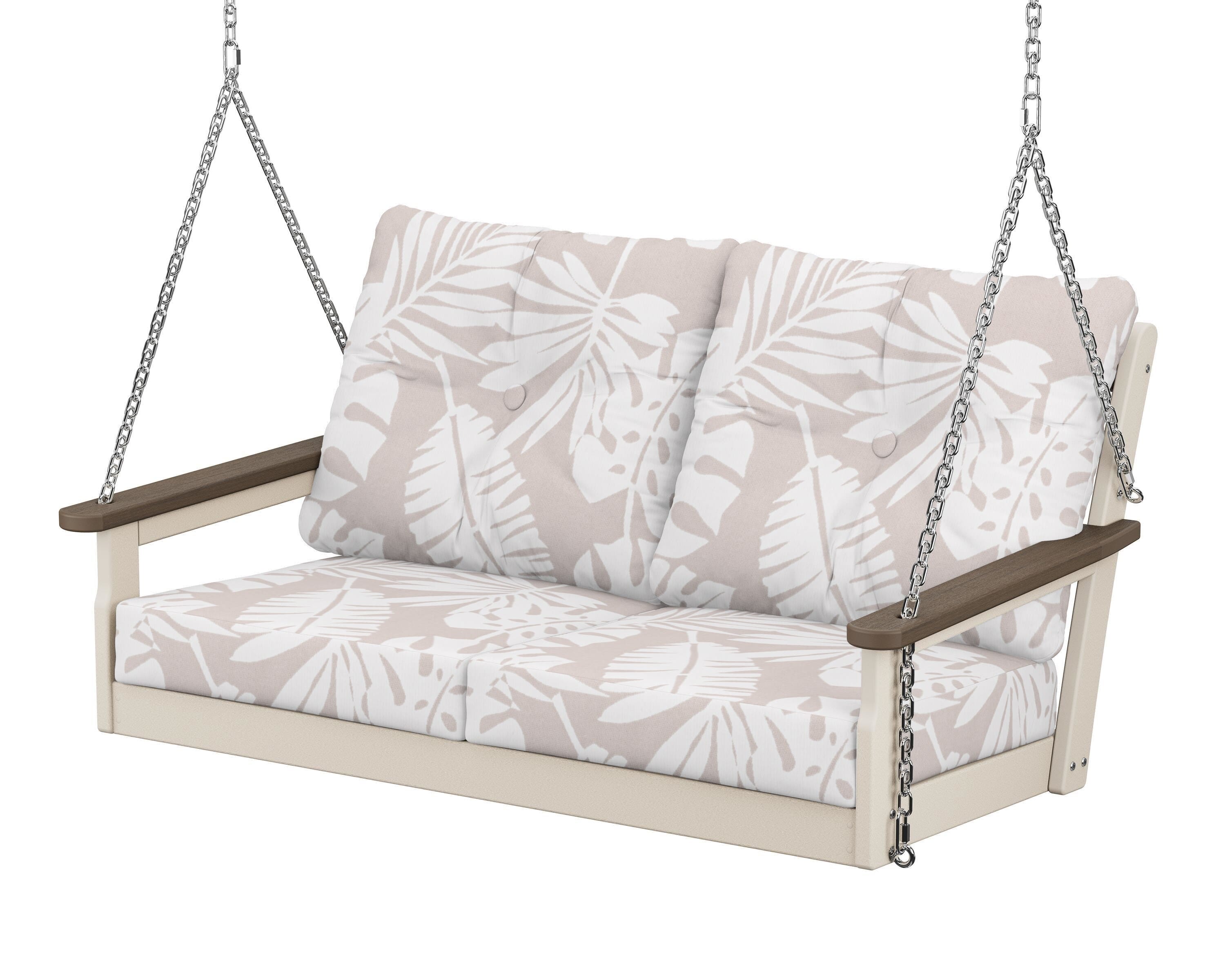 POLYWOOD® Vineyard Deep Seating Swing in Sand / Kona / Leaf Dune Burlap