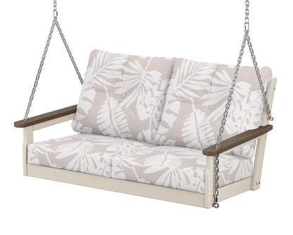 POLYWOOD® Vineyard Deep Seating Swing in Sand / Kona / Leaf Dune Burlap