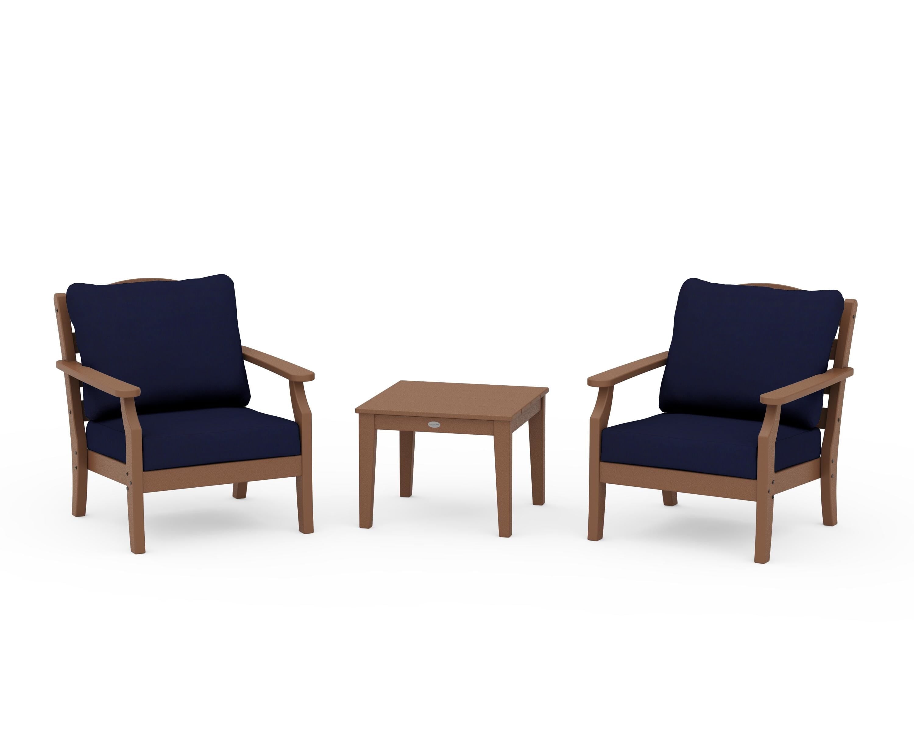 Draper James™ by  POLYWOOD® Savannah 3-Piece Deep Seating Set in Teak / Navy