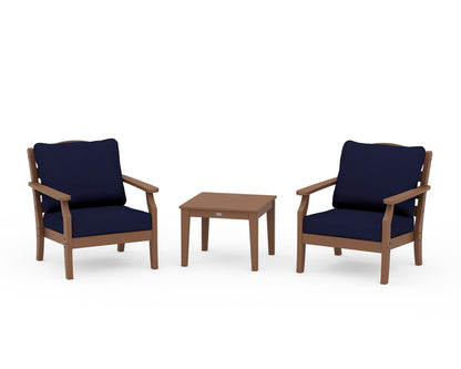 Draper James™ by  POLYWOOD® Savannah 3-Piece Deep Seating Set in Teak / Navy