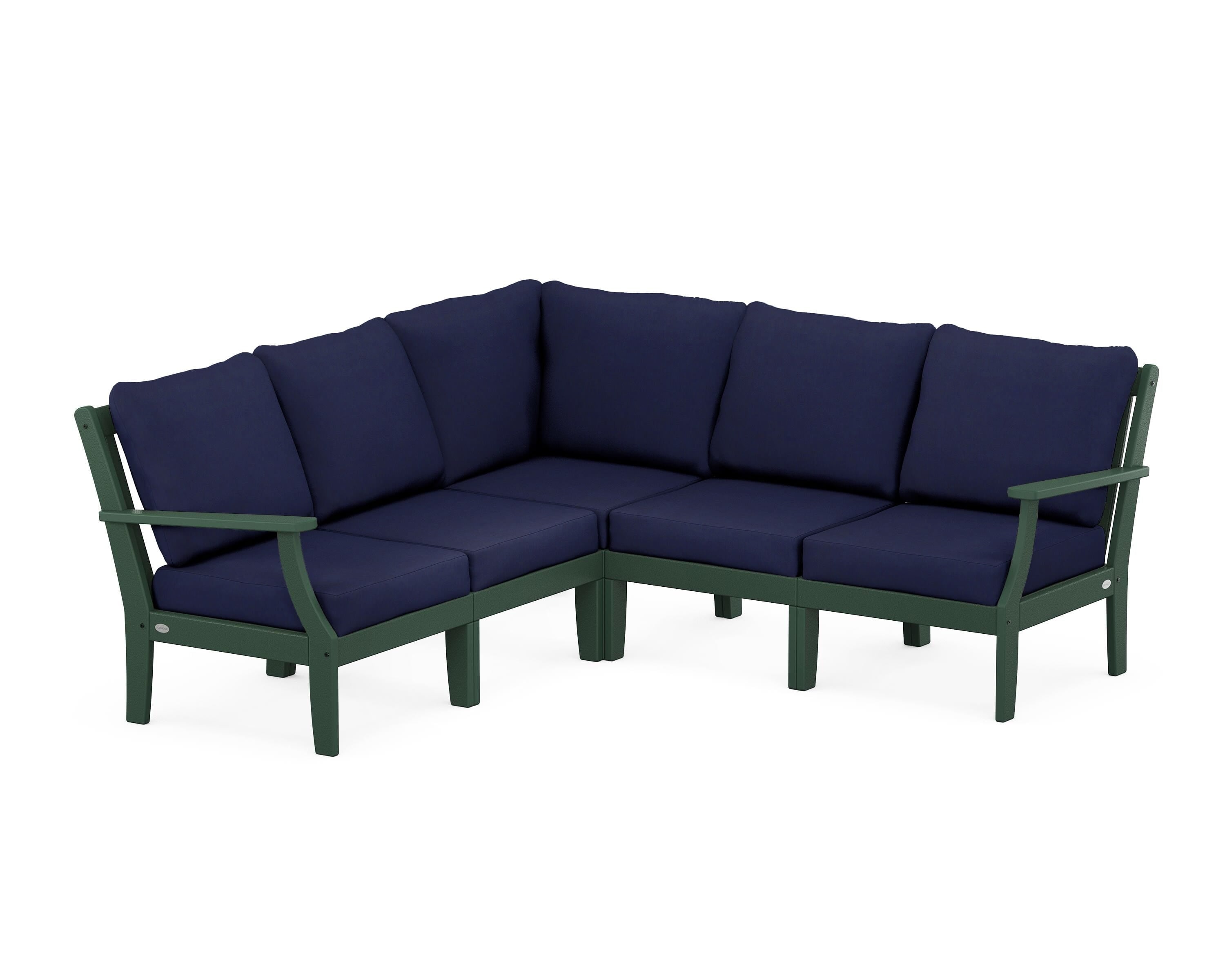 POLYWOOD® Braxton Modular 5-Piece Deep Seating Set in Green / Navy