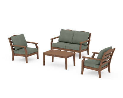Draper James™ by  POLYWOOD® Savannah 4-Piece Deep Seating Set with Loveseat in Teak / Cast Sage