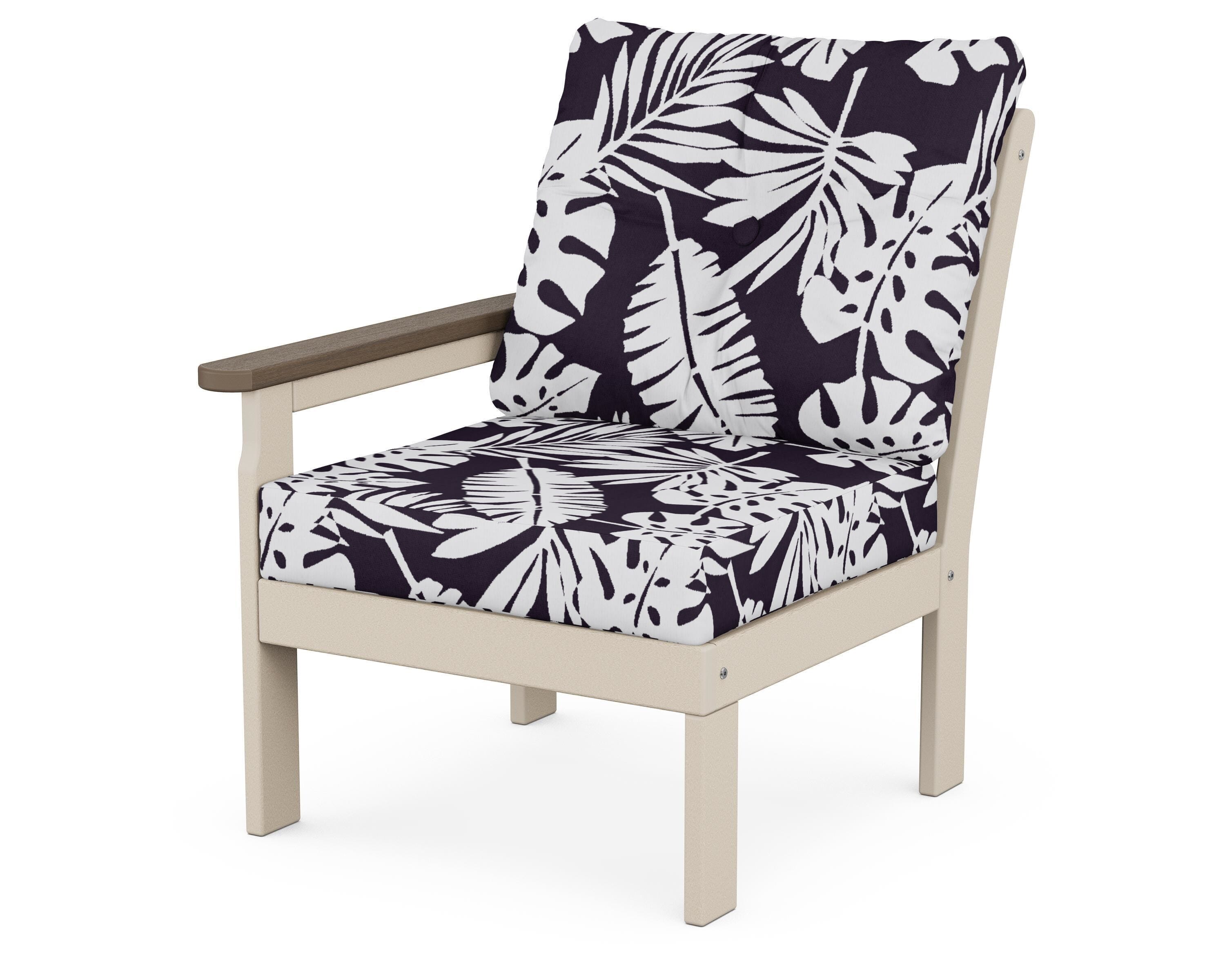 POLYWOOD® Vineyard Modular Left Arm Chair in Sand / Kona / Leaf Navy