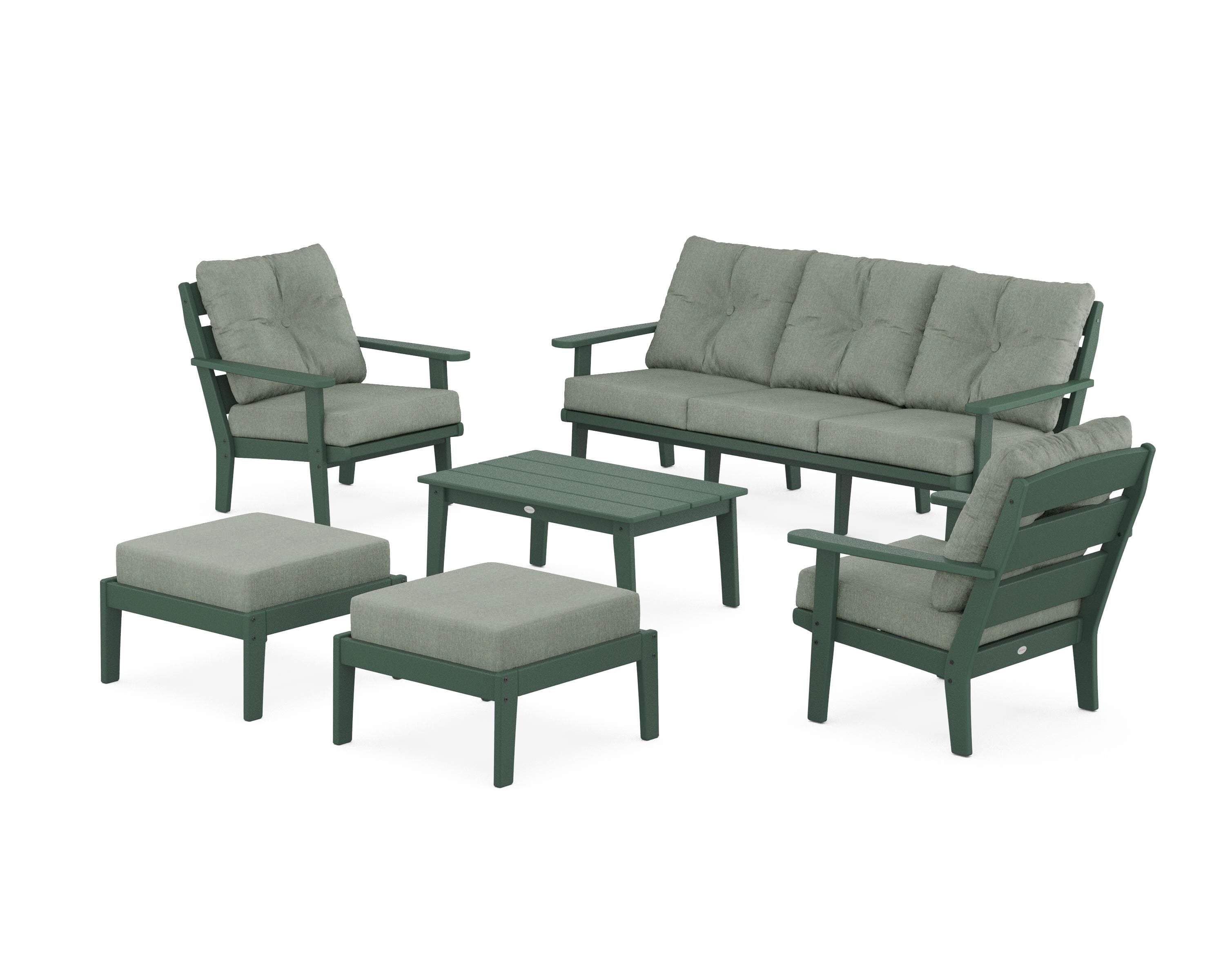 POLYWOOD® Lakeside 6-Piece Lounge Sofa Set in Green / Cast Sage