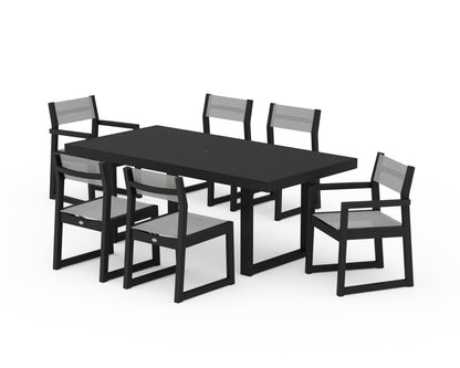POLYWOOD® EDGE Sling 7-Piece Dining Set in Black / Metallic Sling