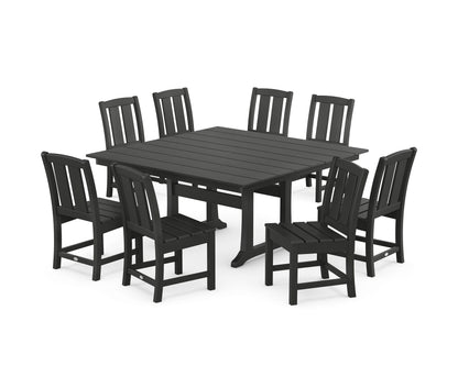 POLYWOOD® Mission Side Chair 9-Piece Square Farmhouse Dining Set with Trestle Legs in Black