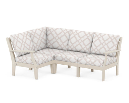 POLYWOOD® Braxton Modular 4-Piece Deep Seating Set in Sand / Trellis Dune Burlap