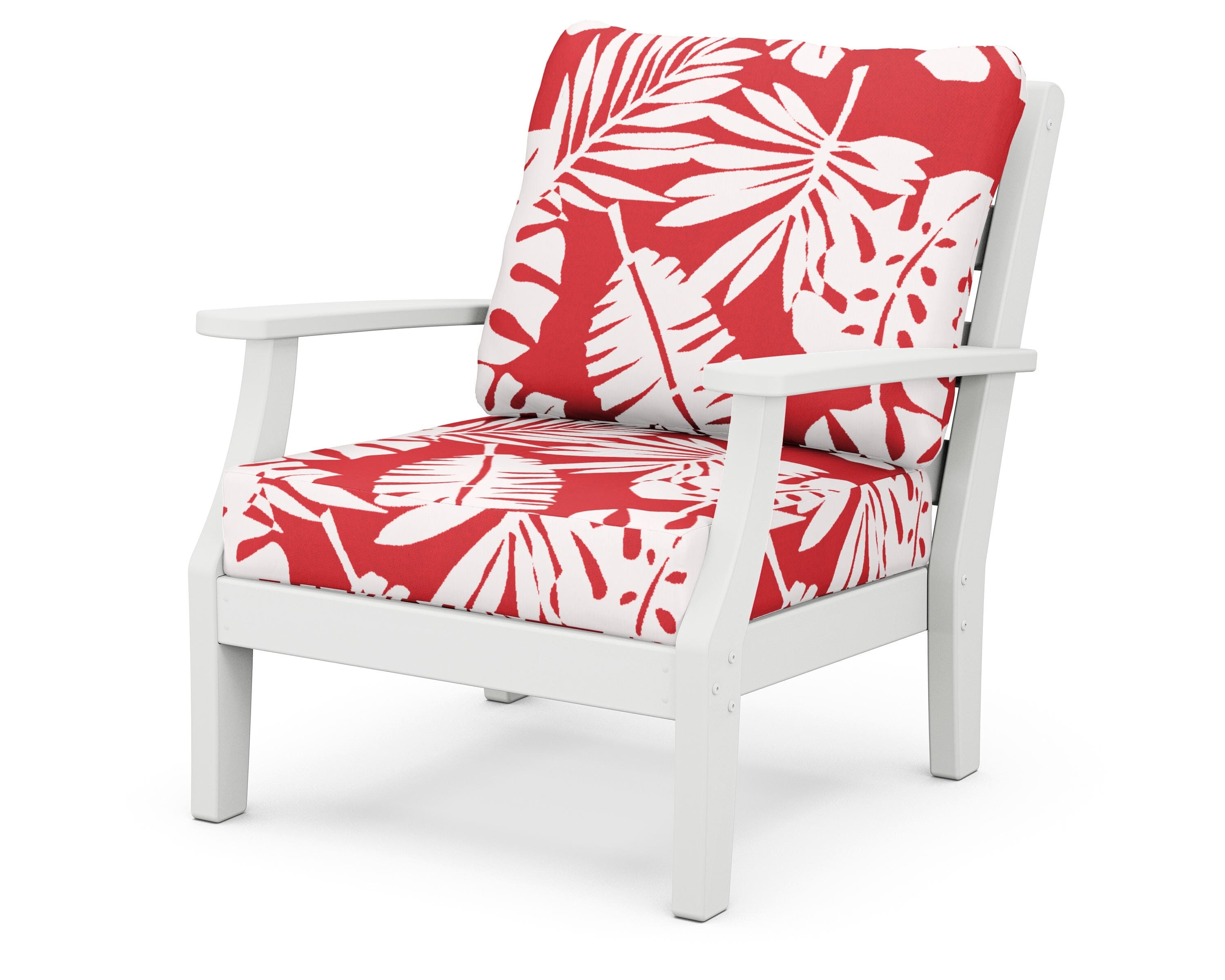 POLYWOOD® Chesapeake Deep Seating Chair in White / Leaf Crimson