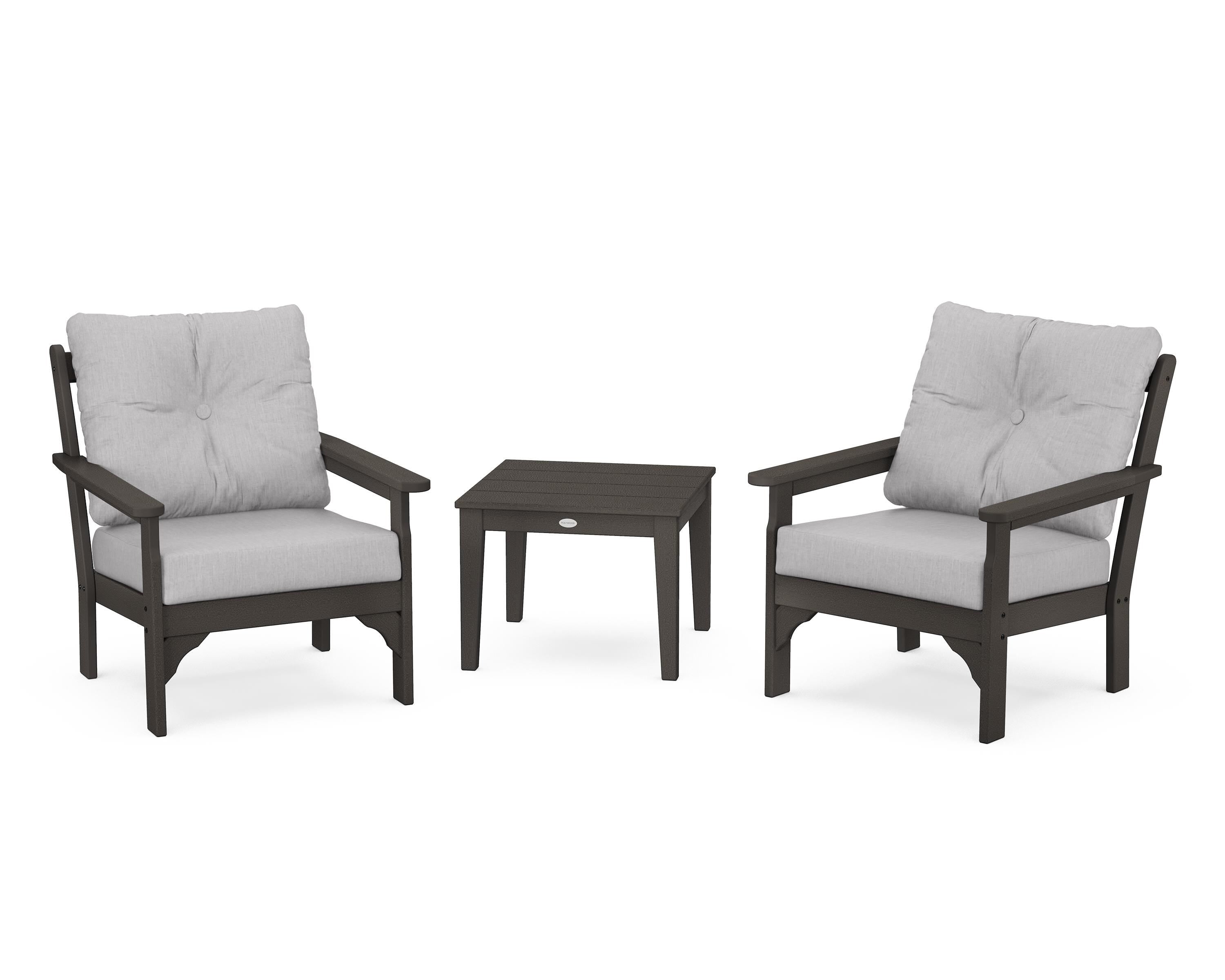 POLYWOOD® Vineyard 3-Piece Deep Seating Set in Vintage Coffee / Granite