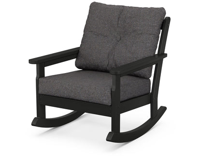POLYWOOD® Vineyard Deep Seating Rocking Chair in Black / Ash Charcoal