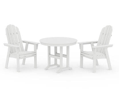 POLYWOOD® Vineyard Adirondack 3-Piece Round Dining Set in White