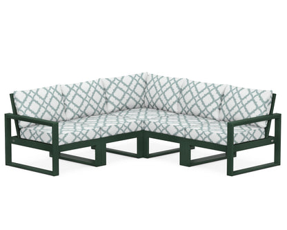POLYWOOD® EDGE 5-Piece Modular Deep Seating Set in Green / Trellis Glacier Spa
