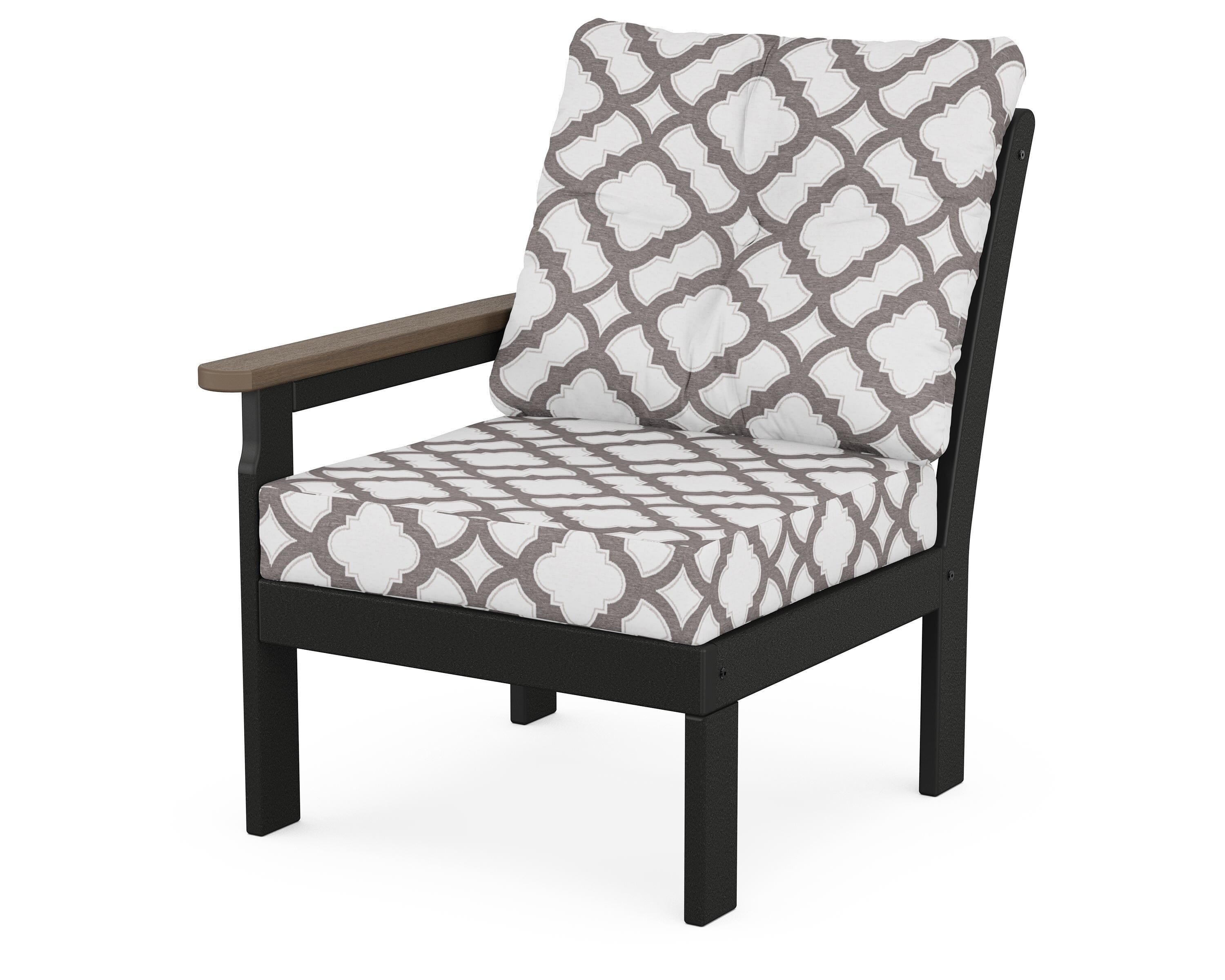 POLYWOOD® Vineyard Modular Left Arm Chair in Black / Kona / Trellis Grey Mist