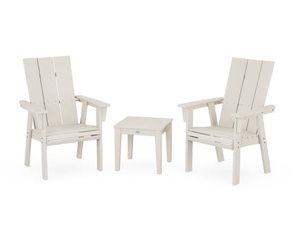 POLYWOOD® Modern 3-Piece Curveback Upright Adirondack Chair Set in Sand
