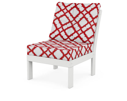 POLYWOOD® Vineyard Modular Armless Chair in White / Trellis Crimson