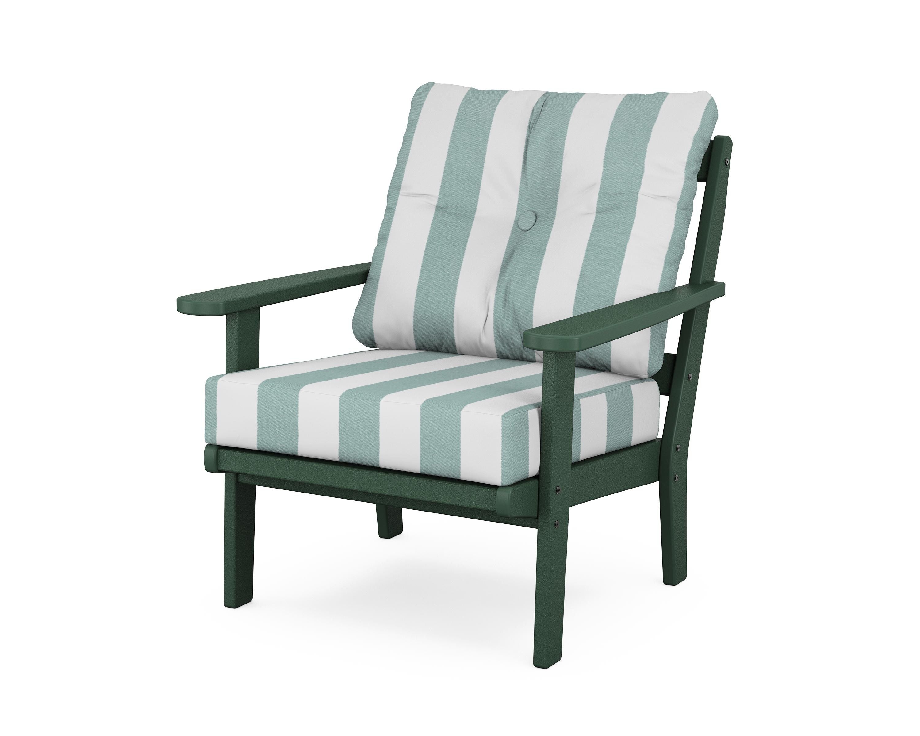POLYWOOD® Mission Deep Seating Chair in Green / Cabana Stripe Glacier Spa