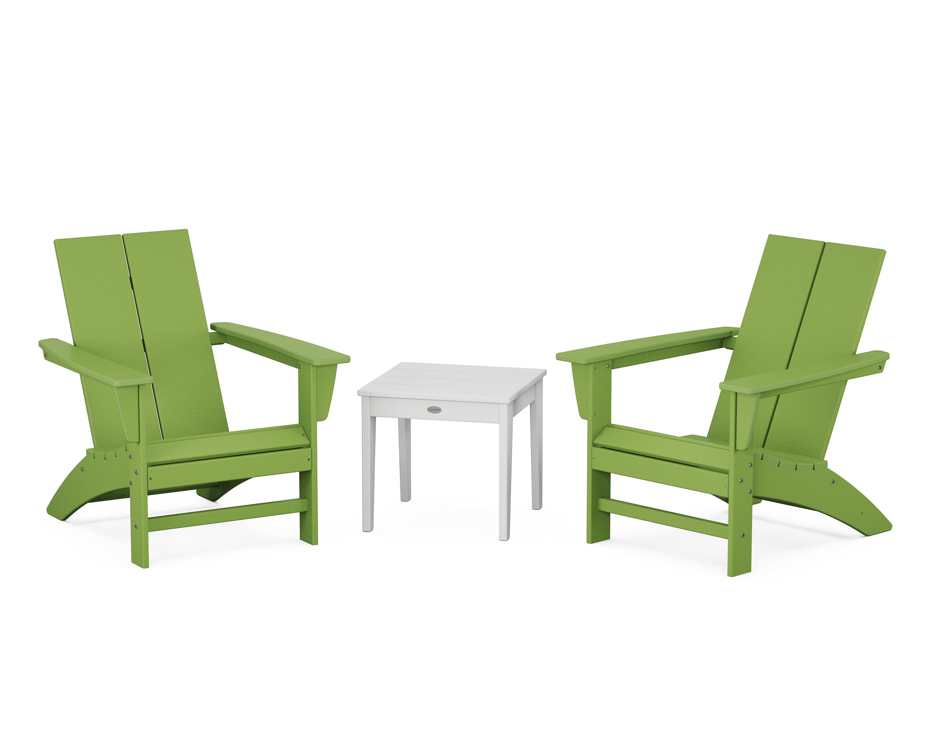Country Living Cottage Modern Adirondack Chair 3-Piece Set in Lime / White