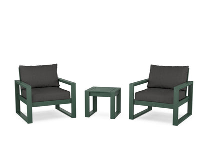 POLYWOOD® EDGE Sectional 3-Piece Deep Seating Set in Green / Spectrum Carbon