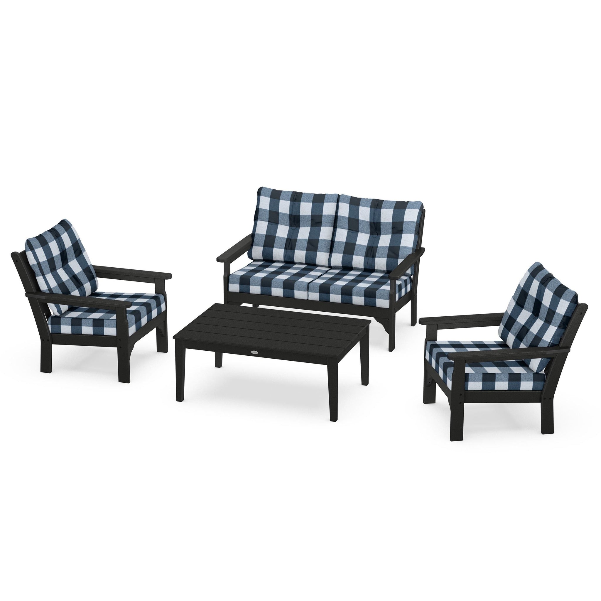 Vineyard 4 Piece Deep Seating Set - Black