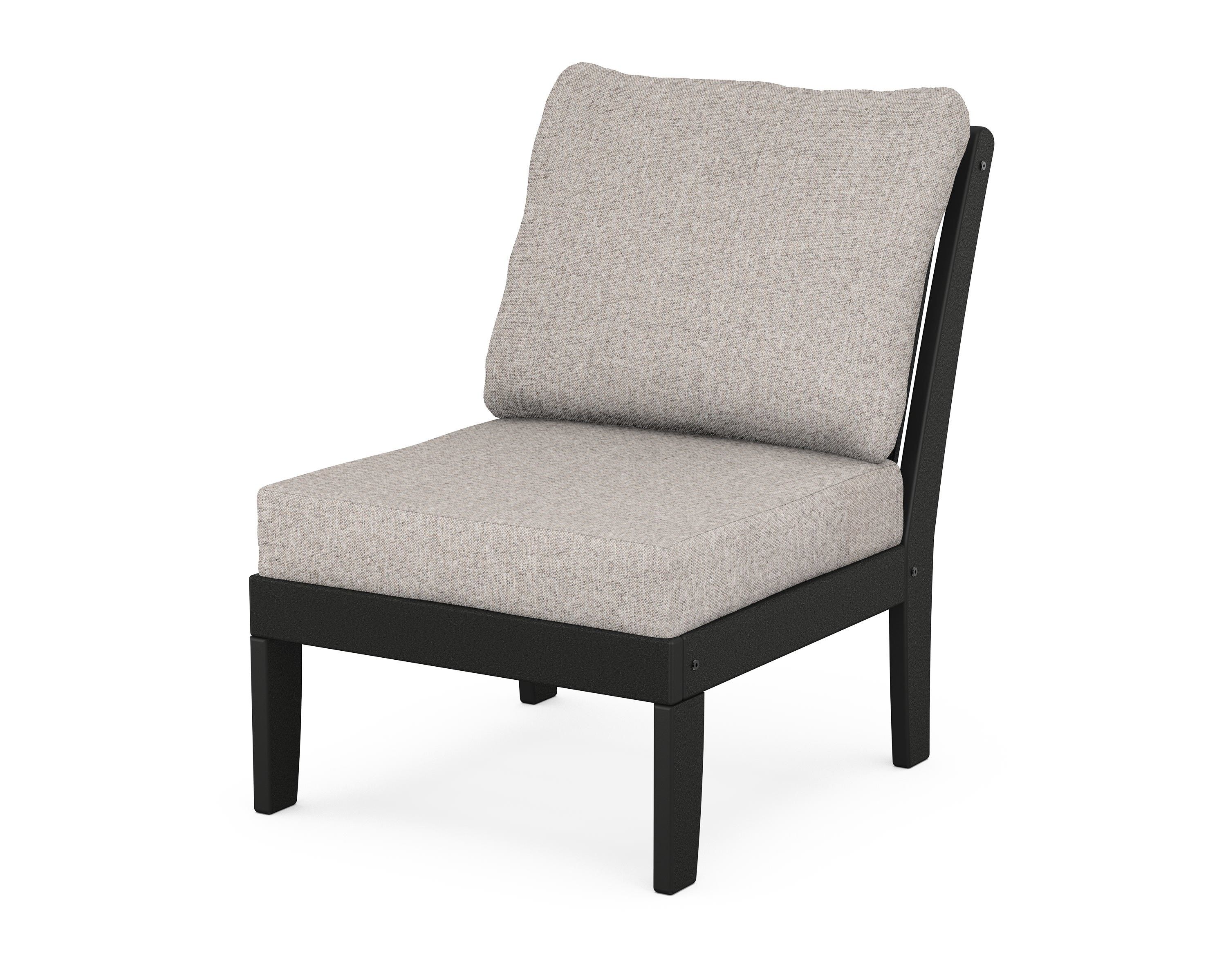 POLYWOOD® Braxton Modular Armless Chair in Black / Weathered Tweed