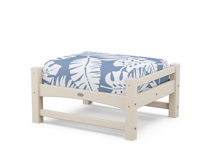 POLYWOOD® Club Ottoman in Sand / Leaf Sky Blue
