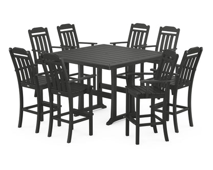 Country Living Cottage 9-Piece Bar Set with Trestle Legs in Black
