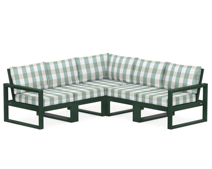 POLYWOOD® EDGE 5-Piece Modular Deep Seating Set in Green / Buffalo Plaid Glacier Spa