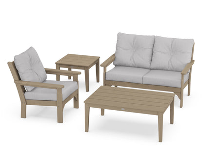 POLYWOOD® Vineyard 4-Piece Deep Seating Set in Vintage Sahara / Granite