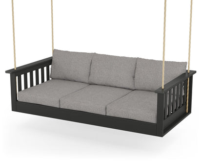 POLYWOOD® Vineyard Daybed Swing in Black / Grey Mist