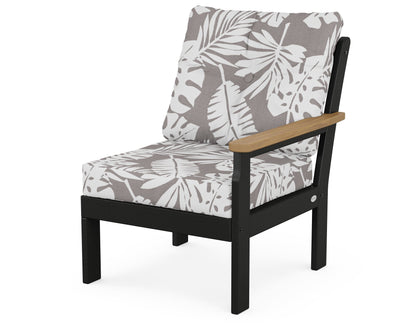 POLYWOOD® Vineyard Modular Right Arm Chair in Black / Natural / Leaf Grey Mist
