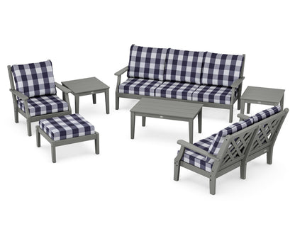 Country Living Wovendale 7-Piece Deep Seating Set in Slate Grey / Buffalo Plaid Navy