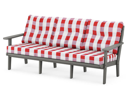 POLYWOOD® Lakeside Deep Seating Sofa in Slate Grey / Buffalo Plaid Crimson