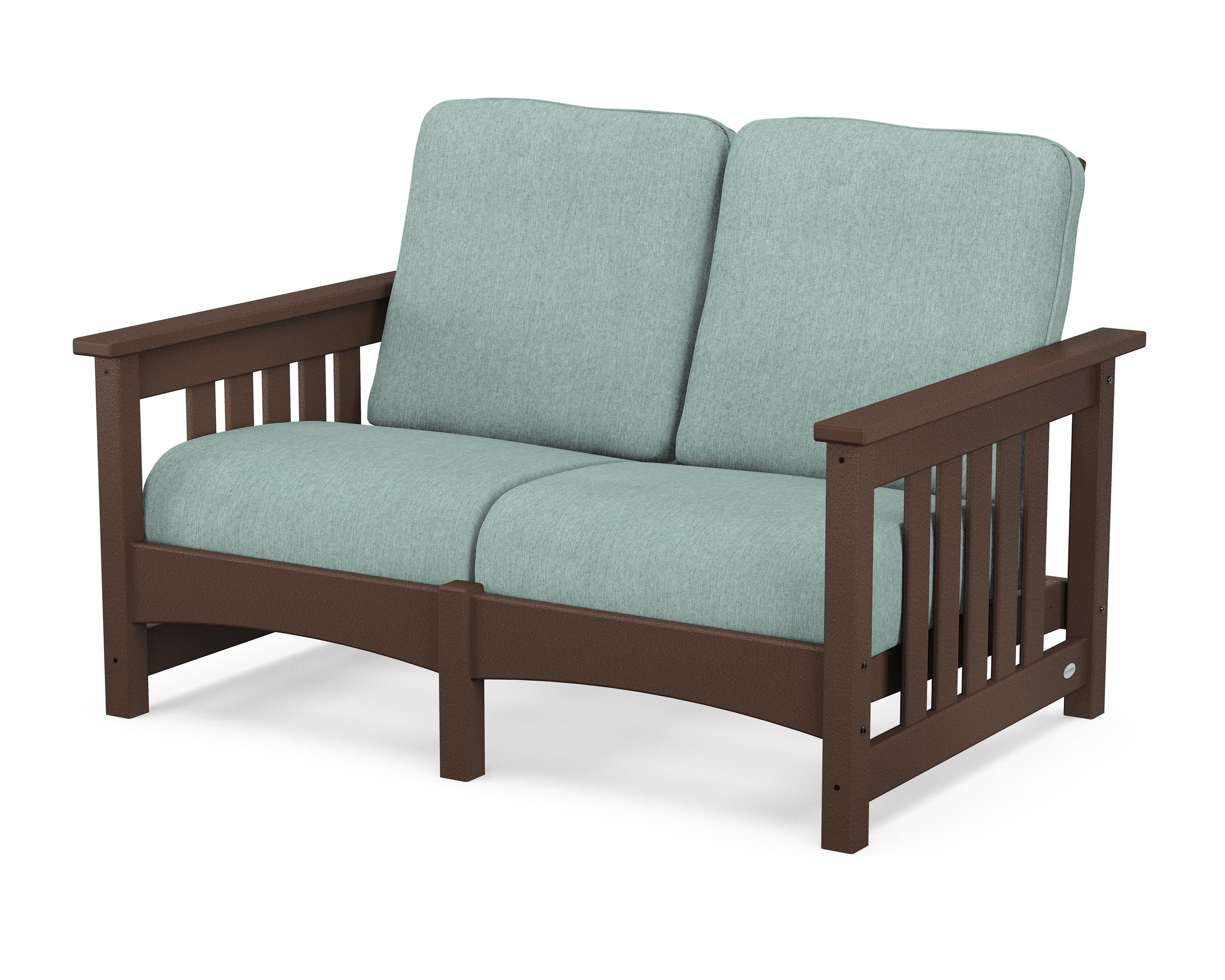 POLYWOOD® Club Mission Loveseat in Mahogany / Glacier Spa