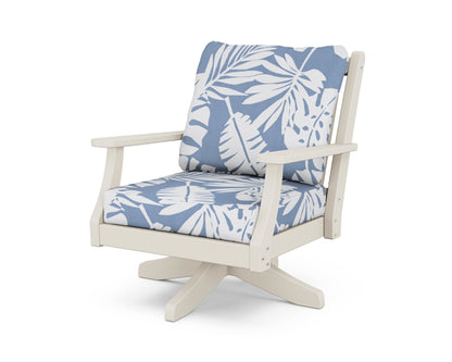 Country Living Wovendale Deep Seating Swivel Chair in Sand / Leaf Sky Blue