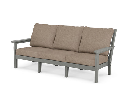 POLYWOOD® Chippendale Deep Seating Sofa in Slate Grey / Spiced Burlap