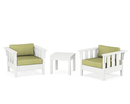 Martha Stewart by POLYWOOD® Acadia 3-Piece Deep Seating Set in White / Chartreuse Boucle