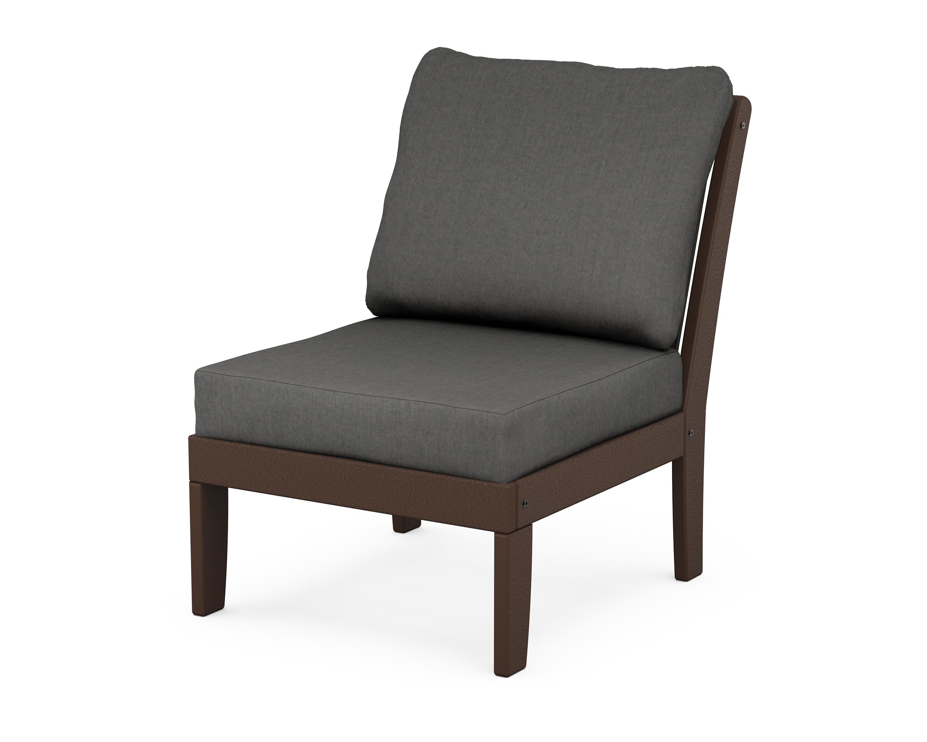 POLYWOOD® Braxton Modular Armless Chair in Mahogany / Spectrum Carbon