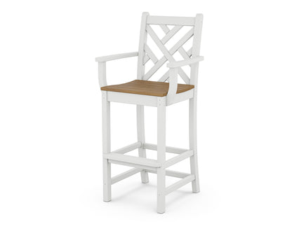 POLYWOOD® Chippendale Bar Arm Chair in White / Natural