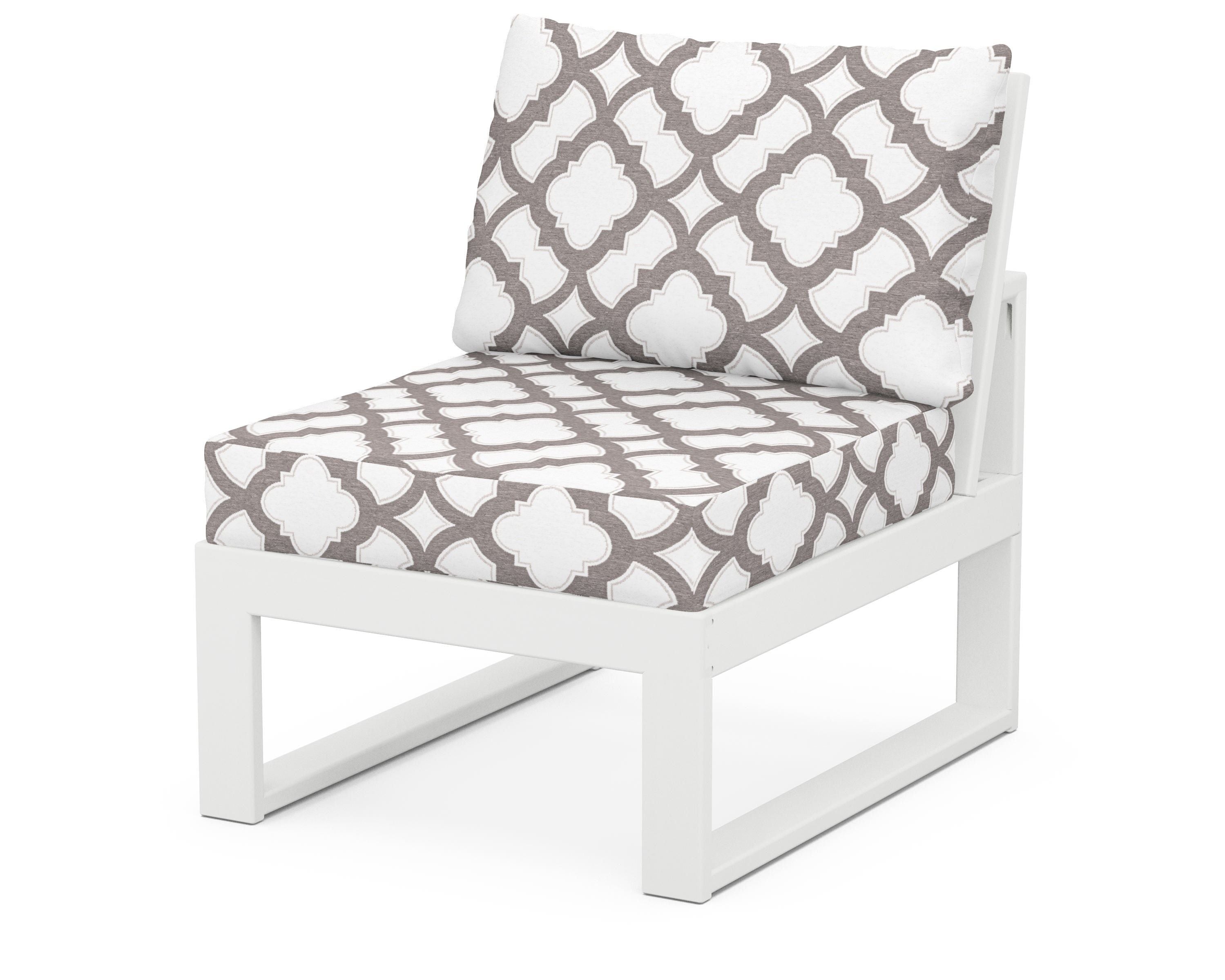 Unbranded Modular Armless Chair in White / Trellis Grey Mist