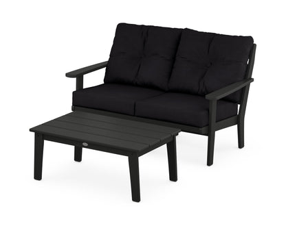 POLYWOOD® Lakeside 2-Piece Lounge Loveseat Set in Black / Midnight Linen