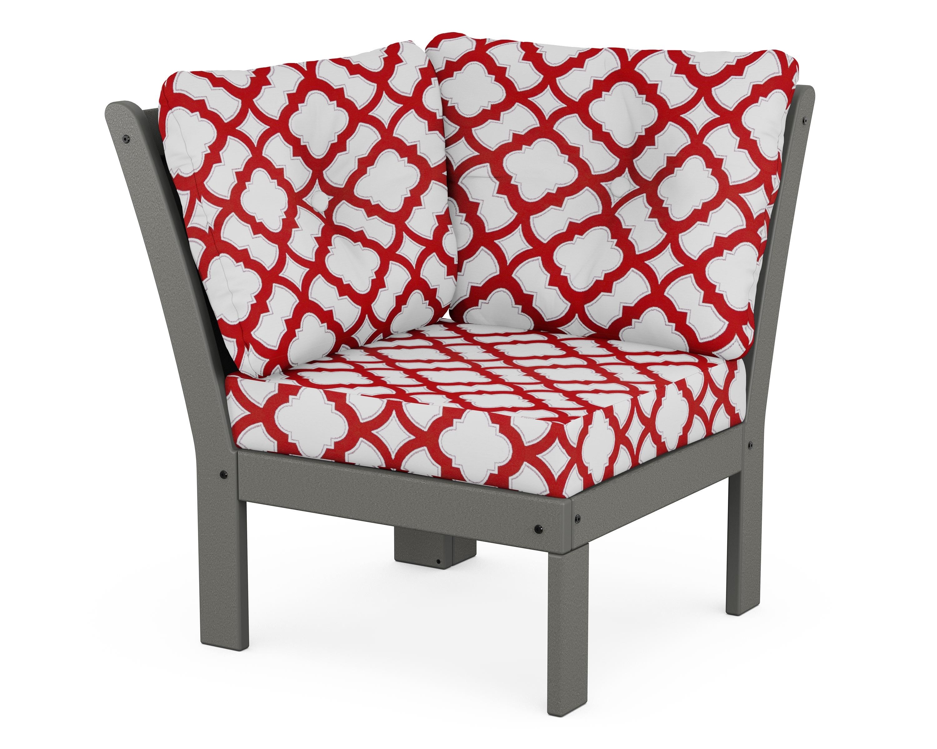 POLYWOOD® Vineyard Modular Corner Chair in Slate Grey / Trellis Crimson