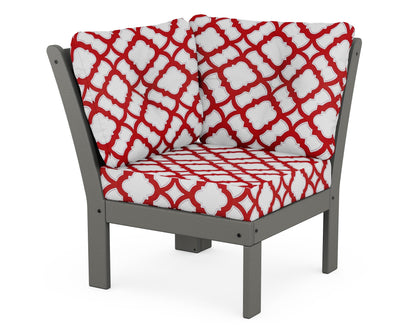 POLYWOOD® Vineyard Modular Corner Chair in Slate Grey / Trellis Crimson
