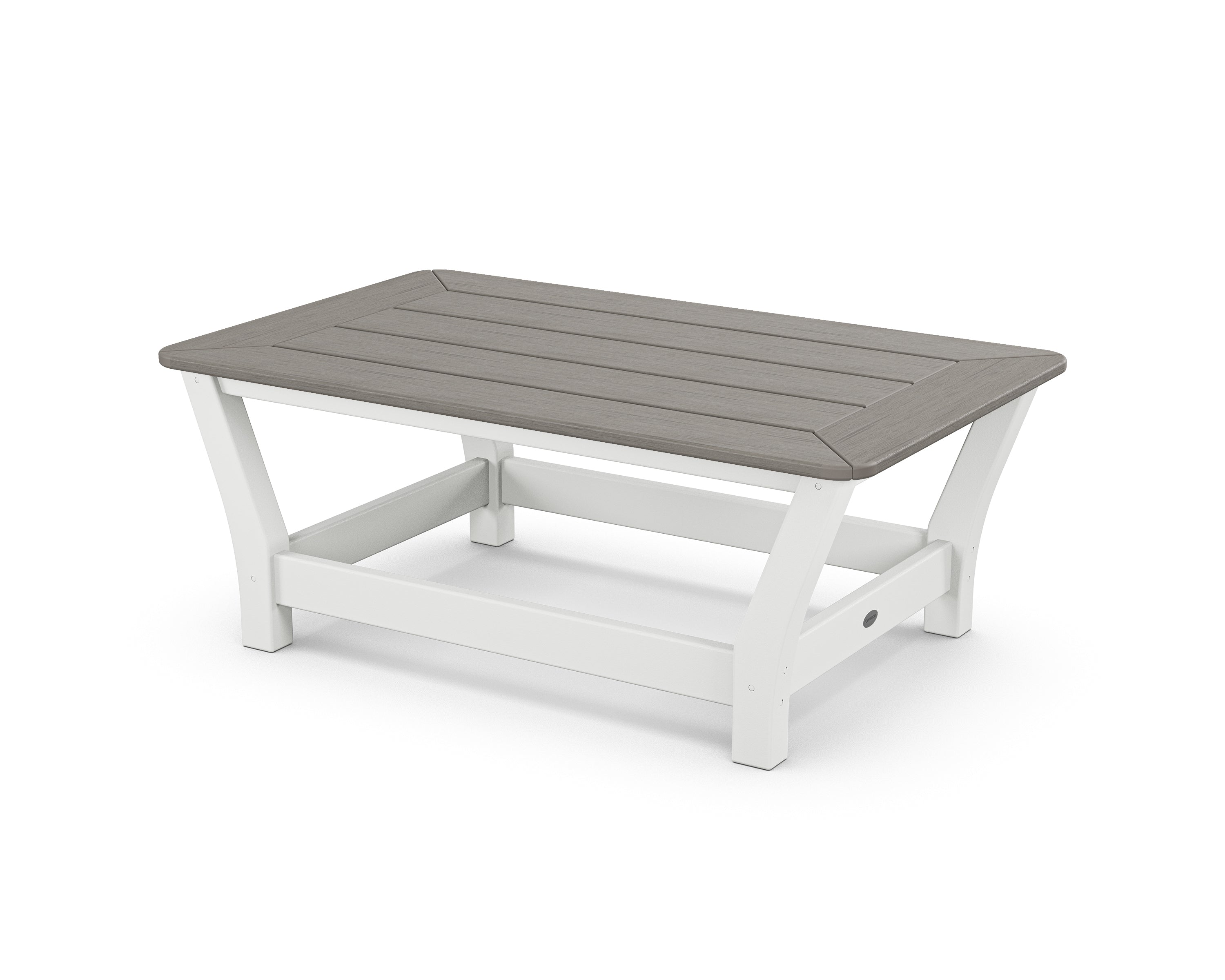 POLYWOOD® Harbour Slat Coffee Table in White / Driftwood