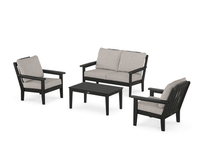 Country Living Cottage 4-Piece Deep Seating Set with Loveseat in Black / Weathered Tweed